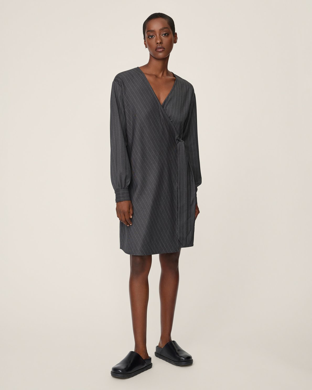 Ganni heavy crepe wrap dress best sale